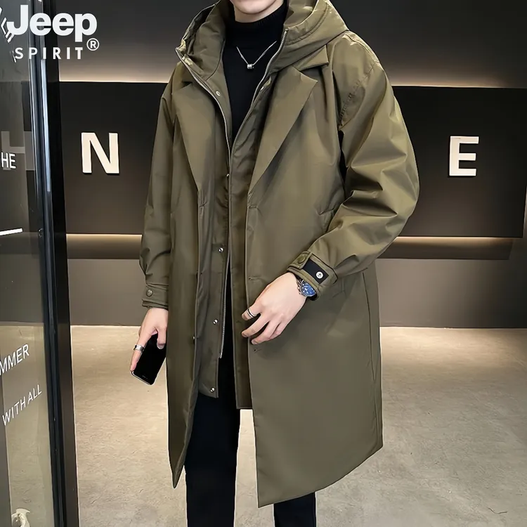 JEEPSPIRIT潮流白鸭绒羽绒服冬季加厚连帽新款假两件绒丝保暖外套