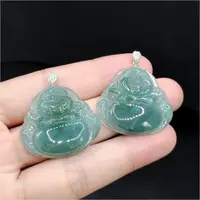 老三珠宝】s925银翡翠佛公吊坠赠链L1【多样性发其一】约29-32-7mm