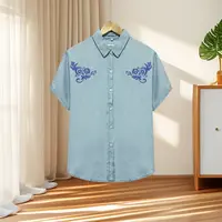 夏季新品！女士休闲时尚潮流水洗牛仔刺绣衬衣F935