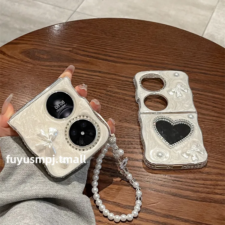 适用华为pocket 2手机壳新款折叠P50pocket高级s女手链爱心镜面