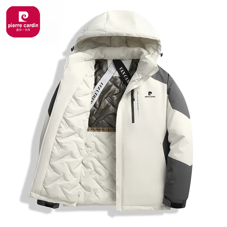 皮尔卡丹棉衣男士外套秋冬季2024新款保暖加棉加厚冲锋衣棉服外套