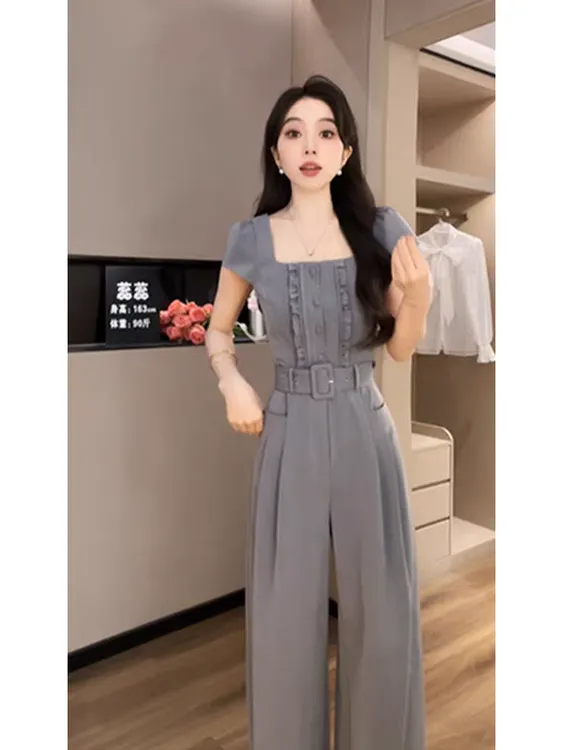 X1078#韩版气质时尚高级百搭通勤收腰显瘦连体裤