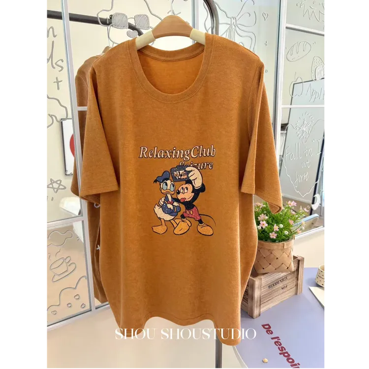 【S.S】自拍米奇-大码圆领印花高克重宽松百搭短袖S03047