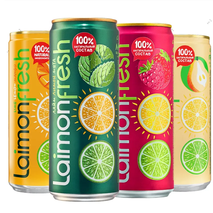 俄罗斯进口laimonfresh柠檬味芒果味梨味浆果味汽水碳酸饮料330ml
