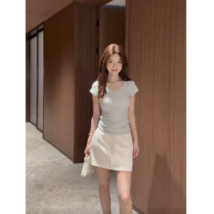 【痘痘私服】|【韩女穿搭】水柔棉空气层运动卫裙