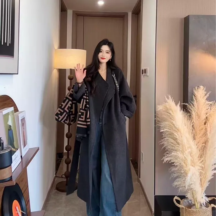 【人生大衣】插肩袖毛呢外套赫本风羊绒大衣赫本风秋冬中长款-25813