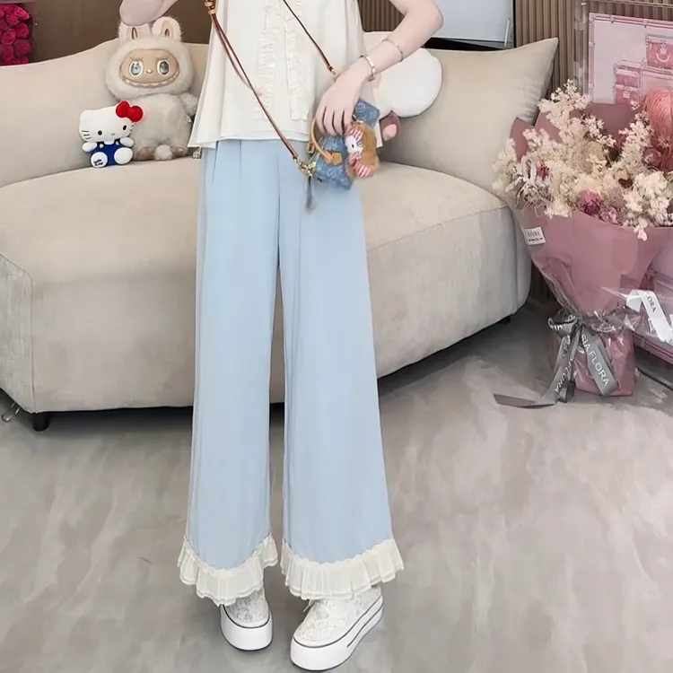 2025夏季百搭显瘦高腰裤少女甜美气质直筒休闲九分裤女LK2504480