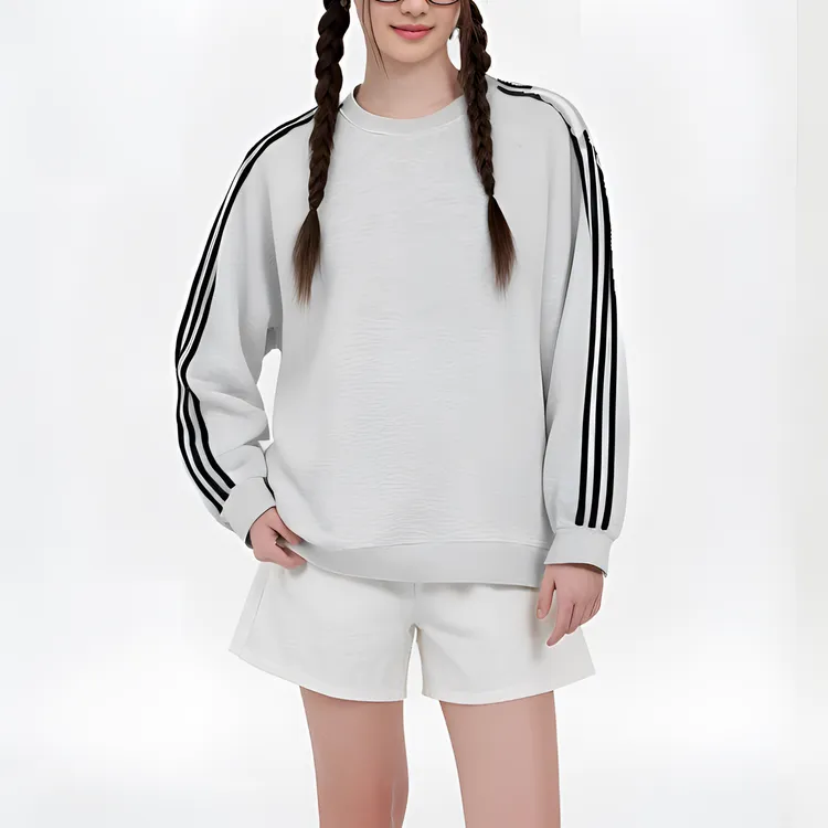 纯棉儿童衣服三条杠童装卫衣男童秋冬装女童女宝宝中大童圆领上衣