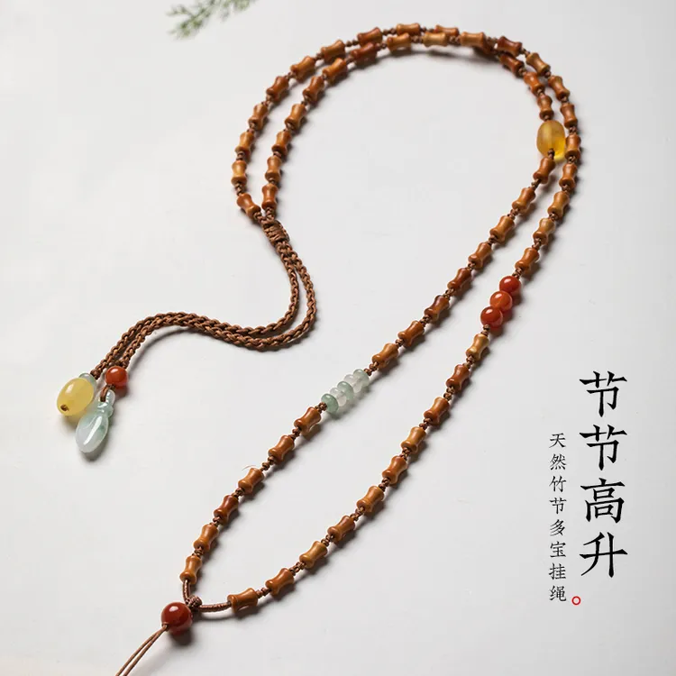 天然橄榄核竹节项链绳子吊坠挂绳毛衣链貔貅吊坠绳毛衣链