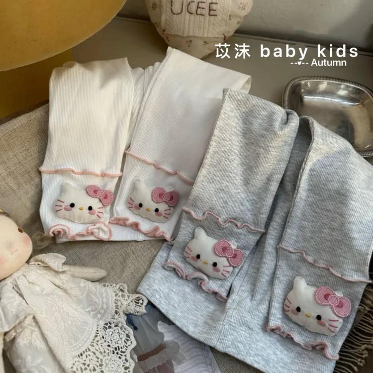 女童打底裤2025秋季新款卡通立体kitty长裤女宝宝可爱百搭打底裤
