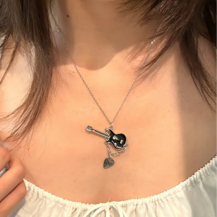 铁合金项链 【黑弦】吉他项链小众设计感个性嘻哈风街头辣妹项链24