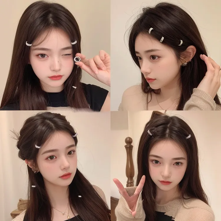 圆形金属编发小发扣女2025新款前额侧边夹发夹触角发卡夹子头饰