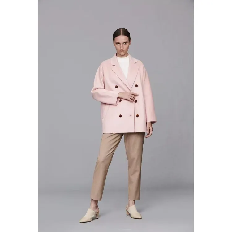 100%羊绒短款大衣【驼色，粉色，焦糖色】