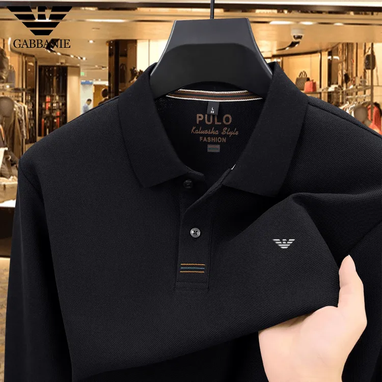 专柜正品新款大牌100%纯棉长袖T恤男秋冬商务休闲百搭翻领POLO衫