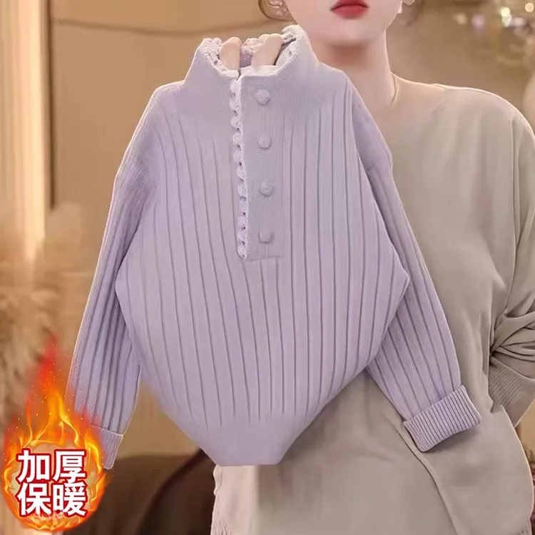 女童半高领毛衣2025新款秋冬洋气针织衫加厚保暖打底衫上衣多巴胺