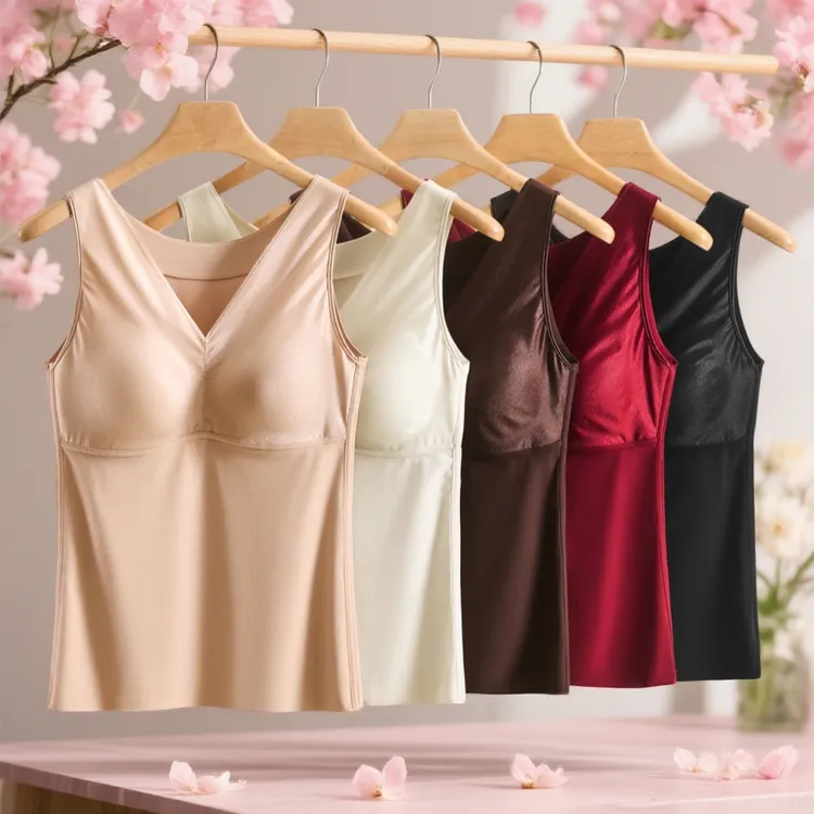 女士免穿文胸保暖背心修身型一体式蓄热芦荟润肤抗起球防静电秋冬