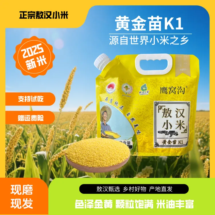 柱子自产自销2025年新小米【金苗K1】敖汉小米2.5kg/袋