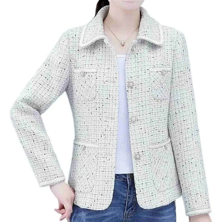 新款网红妈妈装小香风短款外套高档中年女休闲西装小个子外穿上衣