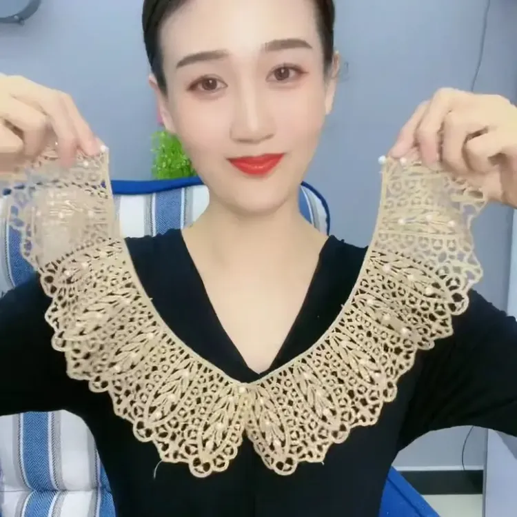 贝珠蕾丝假领韩版花边女士镂空木棉丝披肩夏季防晒假领子百搭新款