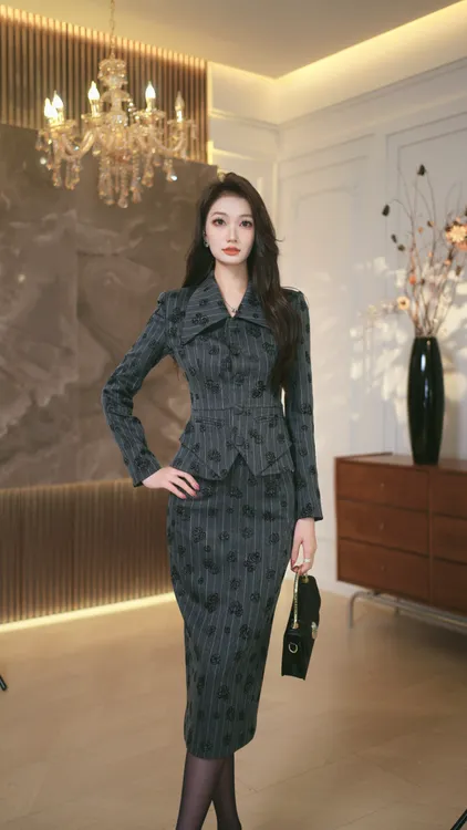 罗曼定制  原创设计显瘦轻奢轻熟风时尚套装女装气质套装设计师