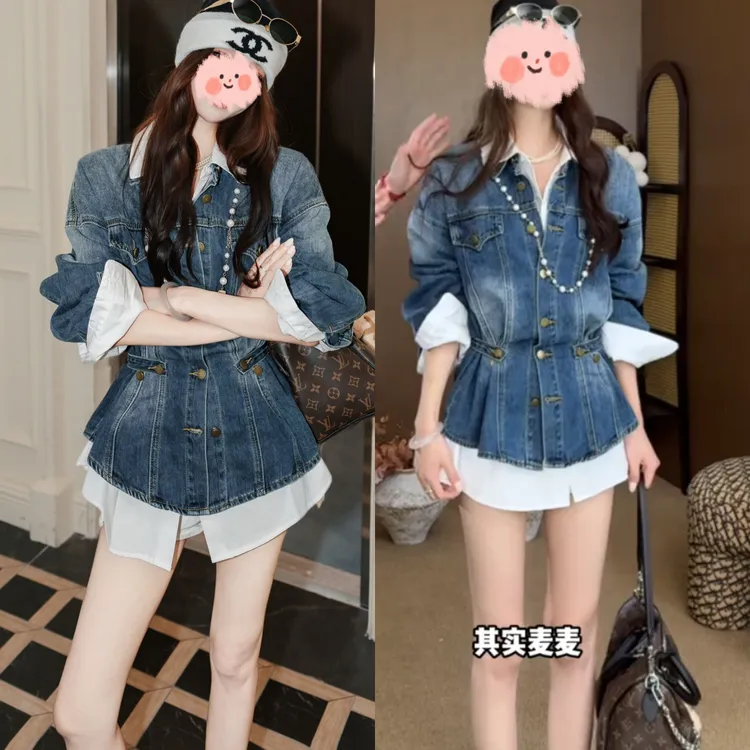 2025秋季新款特色超酷软牛仔polo衬衫女时尚气质辣妹百搭港风外套