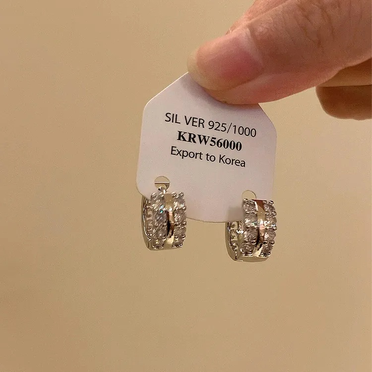 铜合金耳饰 法式镂空双层圈圈耳扣小众设计冷淡风气质耳饰女简约