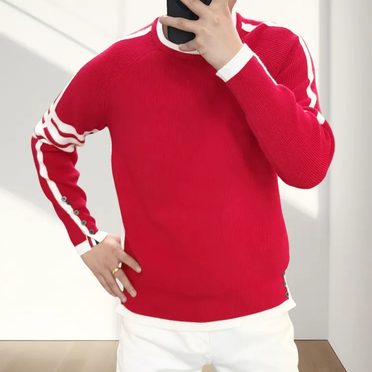 冬季亲肤保暖高级感毛衣多色圆领打底衫潮流时尚亲肤保暖条纹毛衣