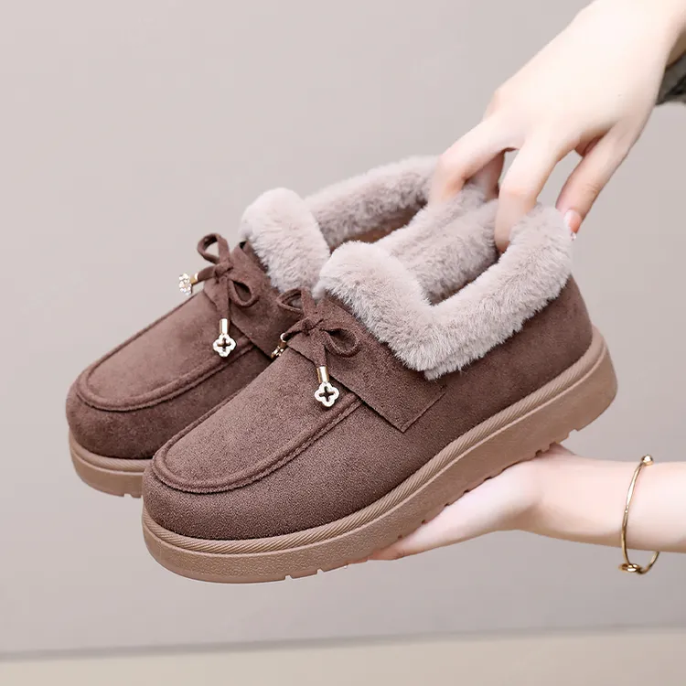 意迪森老北京棉鞋女冬季加绒保暖防滑一脚蹬雪地靴加厚妈妈棉鞋
