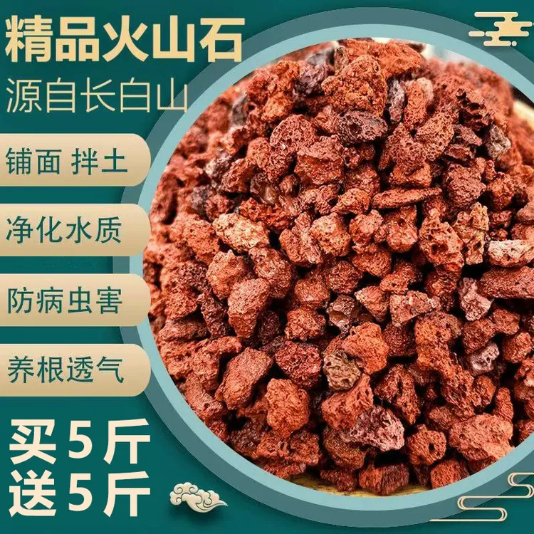 【买5斤送5斤】火山石颗粒花盆铺面鱼缸垫底造景过滤水质红色火山岩