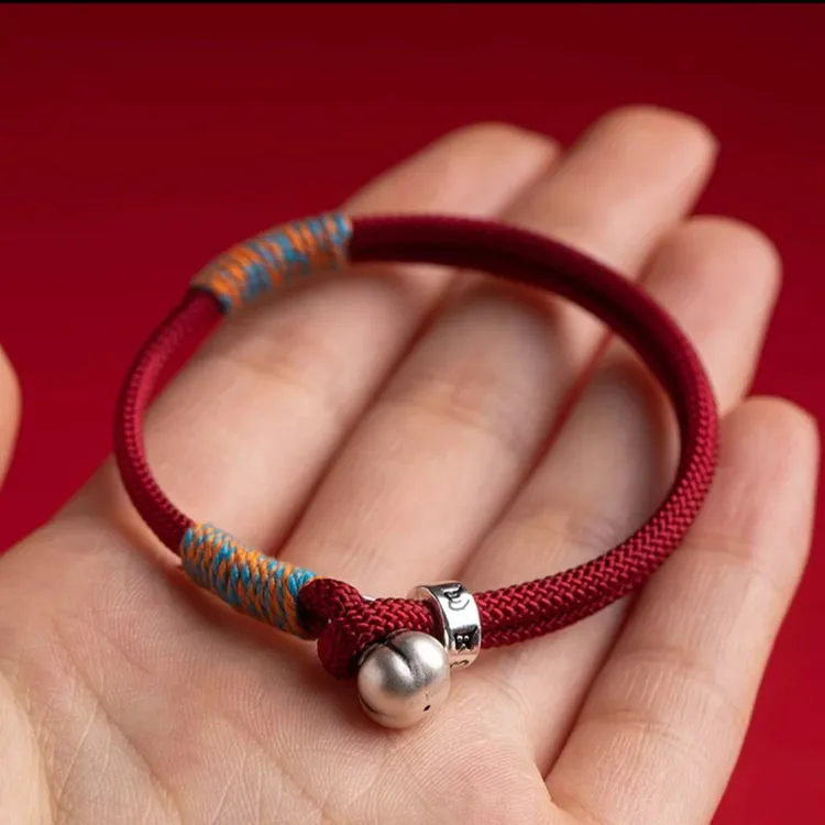 布艺手链 柿柿如意红绳手链编织手工国风2025本命年红手绳女