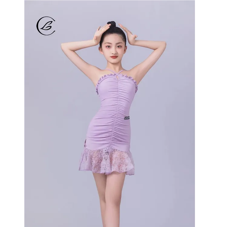 乐雅池2025春夏新款女童拉丁舞服少儿练功服集训服LS24159