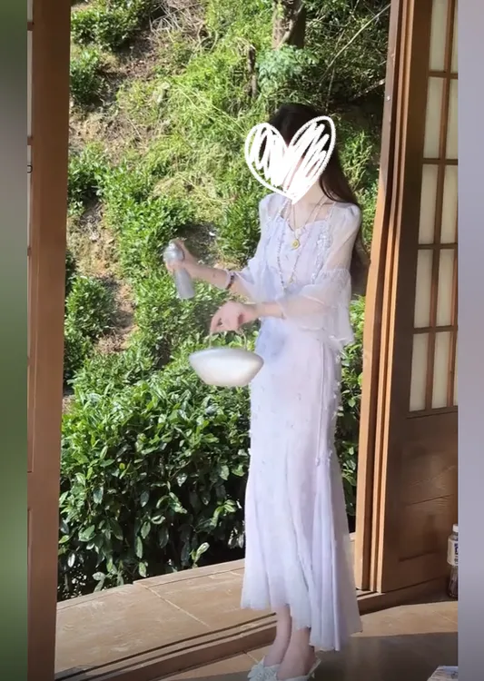 新中式国风淡紫色开衫+吊带+半身裙套装女小众设计时尚高级感穿搭