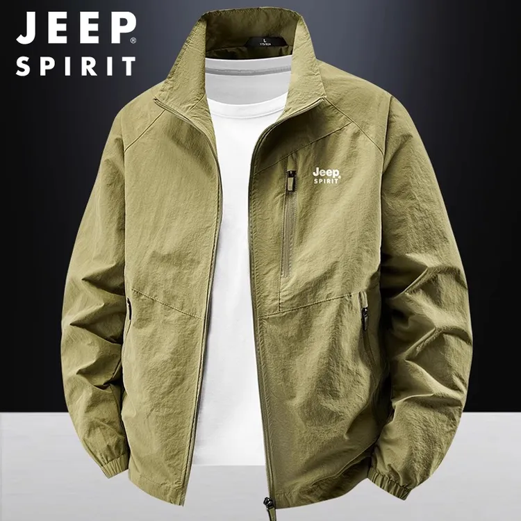 jeep吉普运动夹克男秋冬新款户外休闲立领上衣秋冬宽松百搭外套男