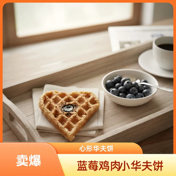 纯手工制作狗狗零食蓝莓鸡鸭肉小华夫饼代餐
