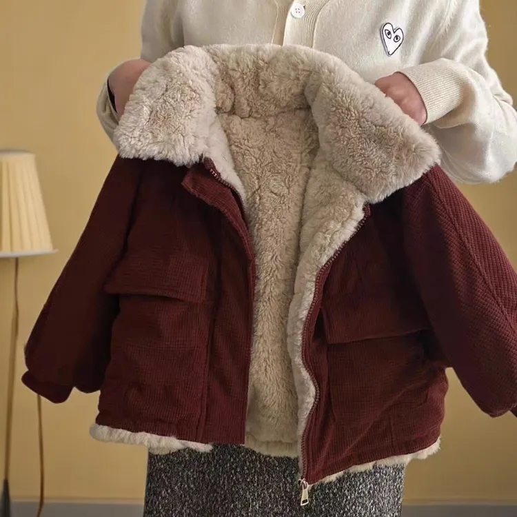 女童加绒秋冬款2025新款洋气韩版加厚大童小女宝宝洋气冬装