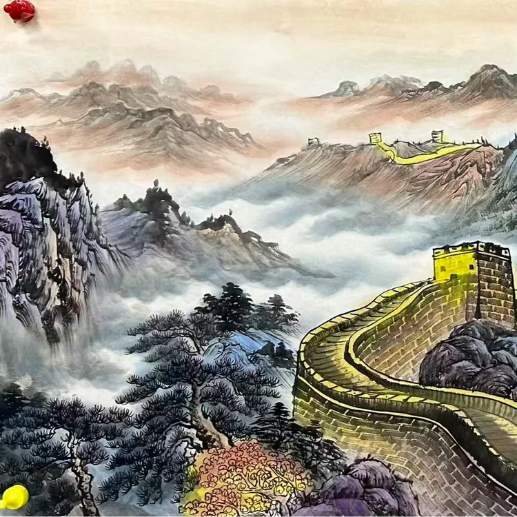 纯手绘长城画宣纸