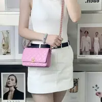 95新 Chanel/香奈儿 GGS23p双链woc粉紫色金扣芯片款71689410