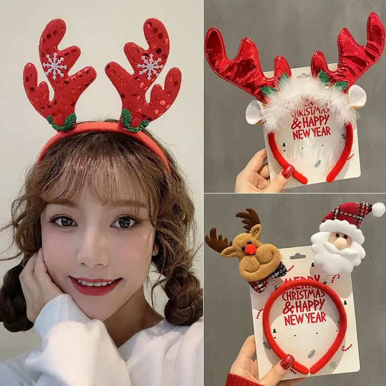 儿童圣诞节大蝴蝶结发箍女超仙甜美森系鹿角头箍韩系发卡发饰头饰