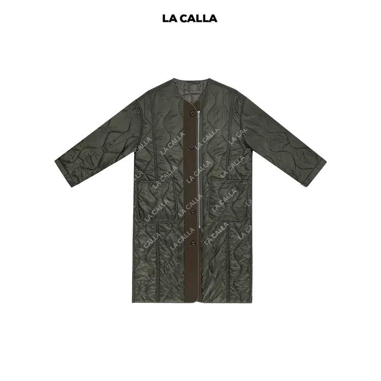 LA CALLA日系手工军绿色保暖加厚复古外套XX003