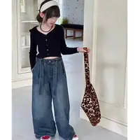 女童秋季新款牛仔裤洋气宽松女宝宝休闲百搭阔腿裤休闲裤