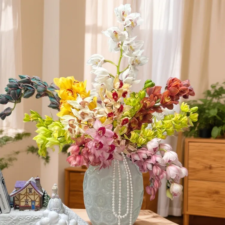 【高品质中枝大花蕙兰】年宵花必备，花期久随机配色，定制下单请备注