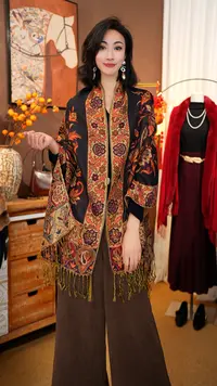 【矜贵腰果】春夏秋冬民族风围巾披肩羊毛混纺波西米亚复古流苏腰果