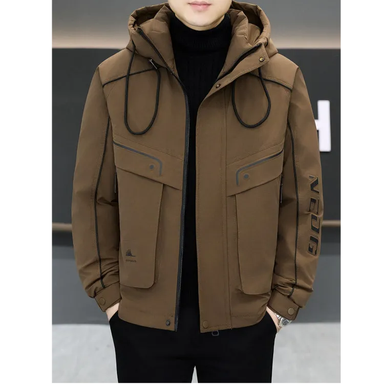 弗基马奇冬季连帽棉衣男士加厚保暖休闲派克服男防寒工装外套棉服