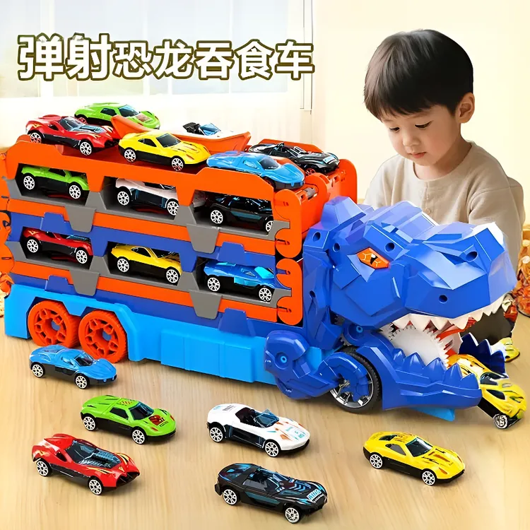 源头厂家恐龙变形吞食车弹射滑行玩具车益智趣味3-8岁男女童礼物