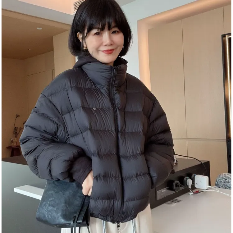 2025冬季韩系立领时尚流行排骨羽绒服女装爆款保暖白鸭绒短款外套