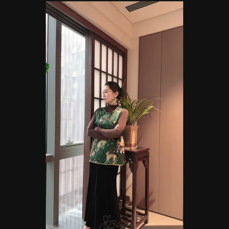 【中秋福利】智慧心 芳华设计中式醋酸刺绣马甲打籽绣马甲FH-B083