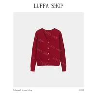 【Luffa shop】“织影微光”长袖V领韩系纯色开衫CS20250810