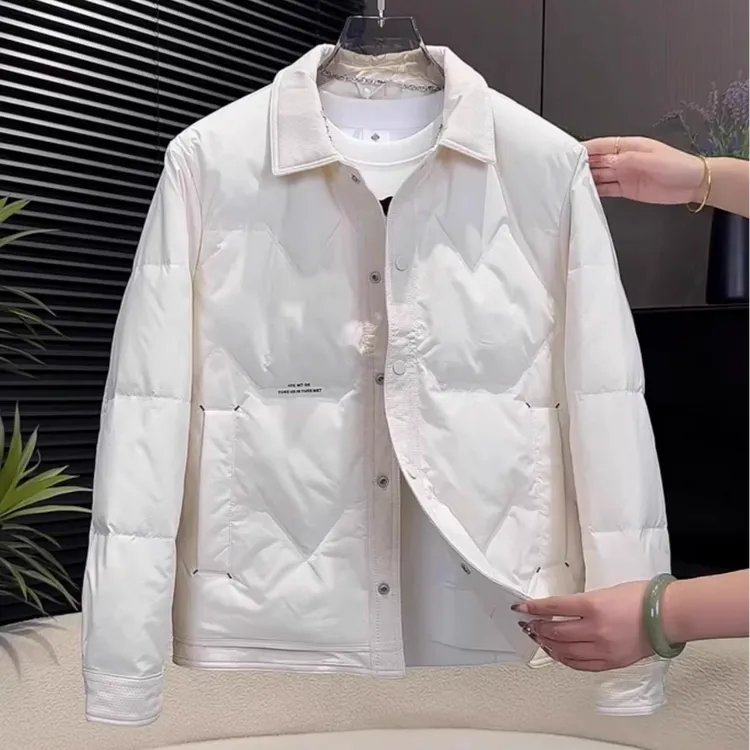 莱蒙璀2025新款翻领羽绒服男士青年冬季潮牌休闲夹克轻薄外套男