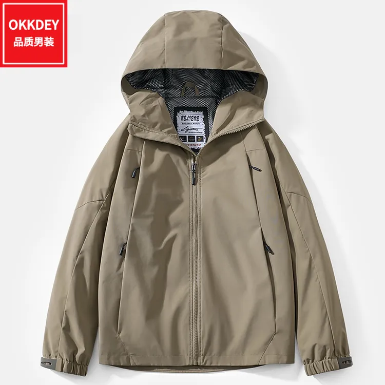 男士秋季薄款夹克外套新款休闲宽松连帽工装冲锋衣轻奢痞帅男装