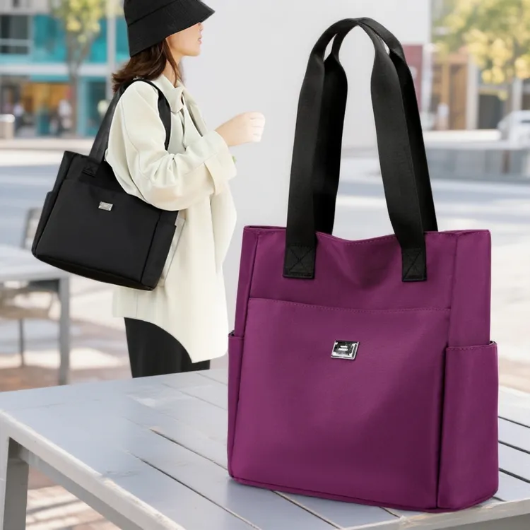 2025夏季新款时尚托特包牛津布单肩包轻便学生简约百搭大容量包包